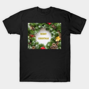 Christmas Wreath with Merry Christmas T-Shirt